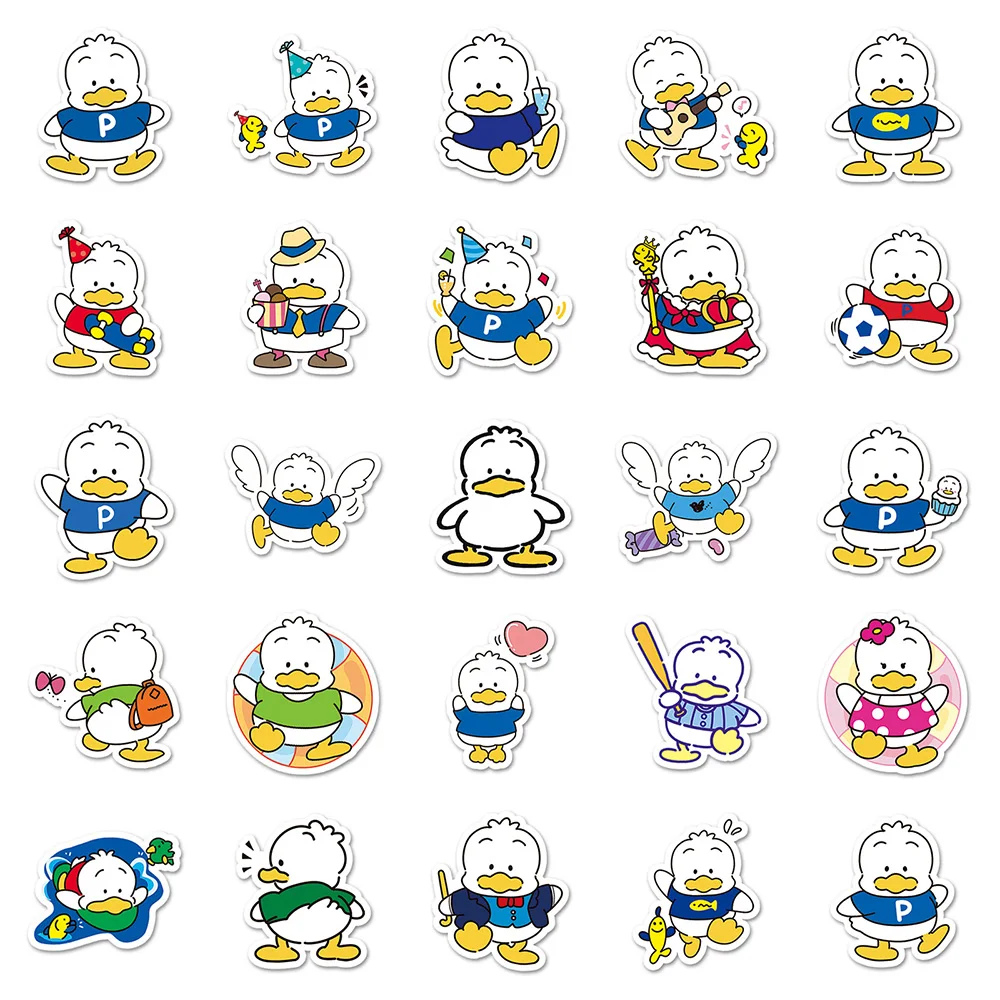 10/30/50pcs Sanrio Pekkle Cartoon Stickers Cute Duck Sticker Laptop Skateboard Suitcase Luggage Car Bike Phone Kid Toys Decal