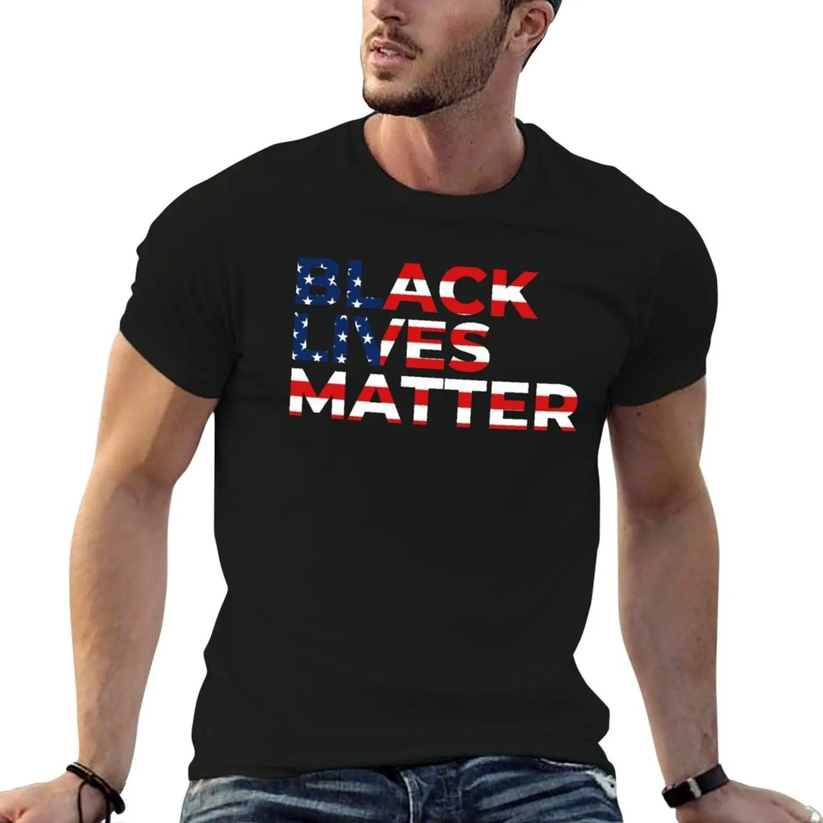 

Black lives Matters American Flag 4th July T-Shirt black cotton t-shirt plain for man package anime t shirts oversize T-Shirt