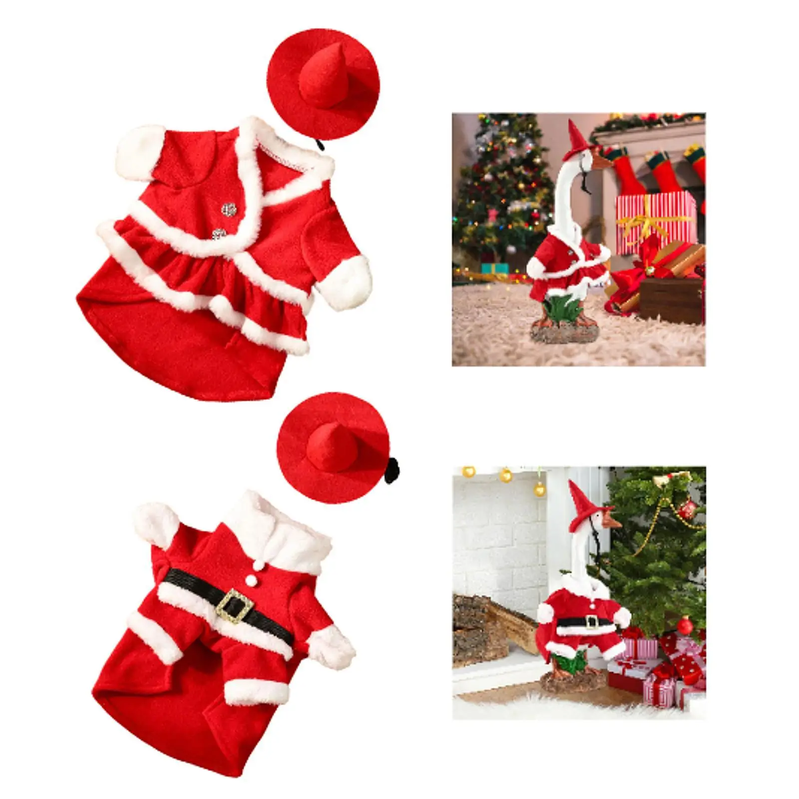 natal-varanda-ganso-estatueta-roupa-decoracao-bonito-varanda-ganso-estatua-roupas-traje-de-natal-para-paisagem