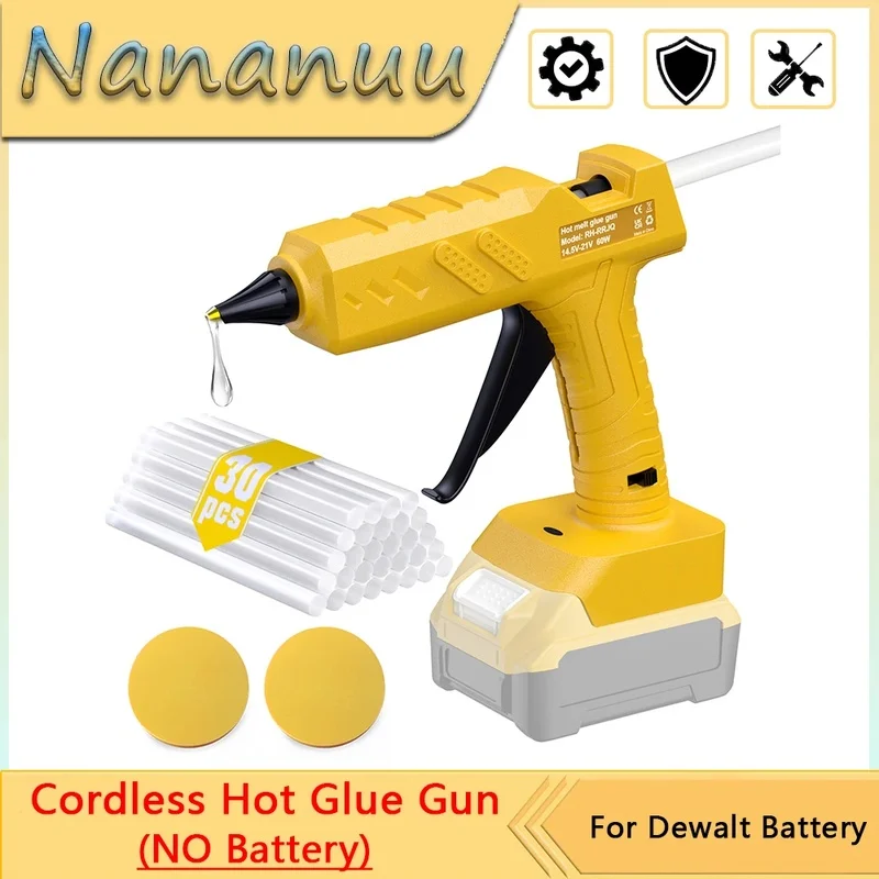 

Portable Cordless Hot Melt Glue Gun with 11mm Glue Sticks, Compatible with 18V Batteries for Easy Welding and Crafting