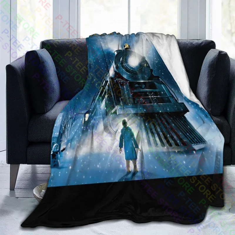 The Polar Express Movie Train Heading Down The Tracks Blanket Velvet New Style Machine Washable