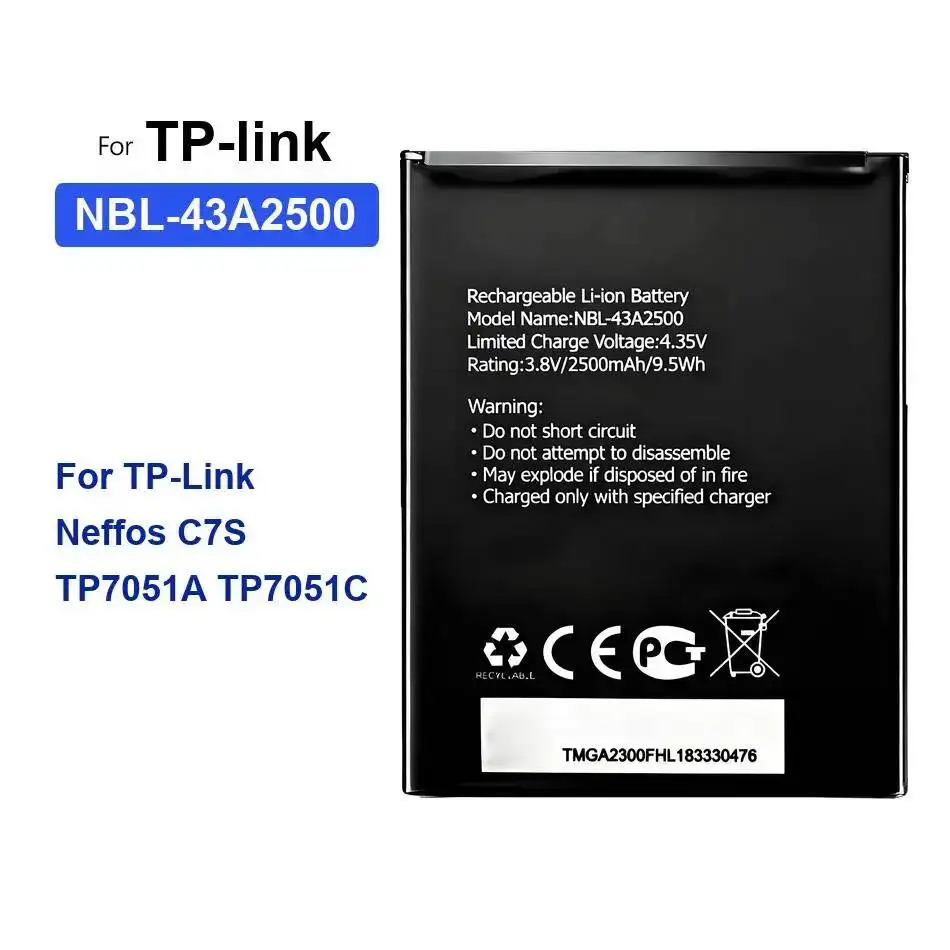 

2500 мАч для TP-Link Neffos C7S TP7051A TP7051C надежный аккумулятор для мобильного телефона Nbl-43A2500