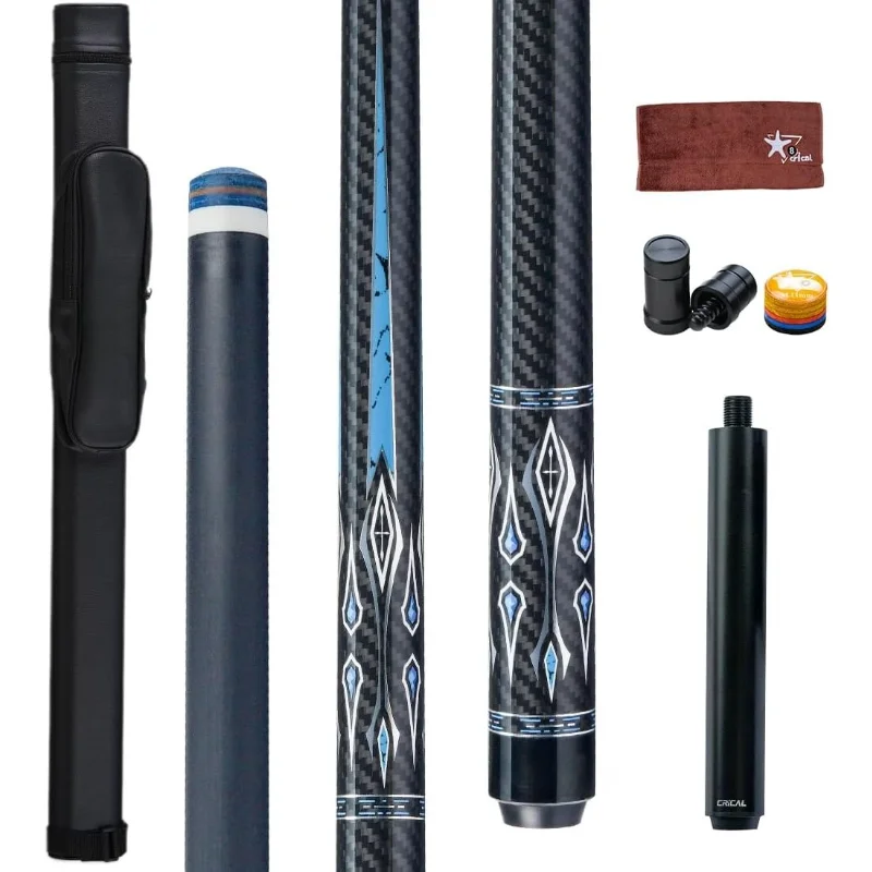 

Carbon Fiber Pool Cue Stick 58" Billiard Cue Sticks Professional Low Deflection Pool Sticks with 3/8 * 8 Pin Joint and 12