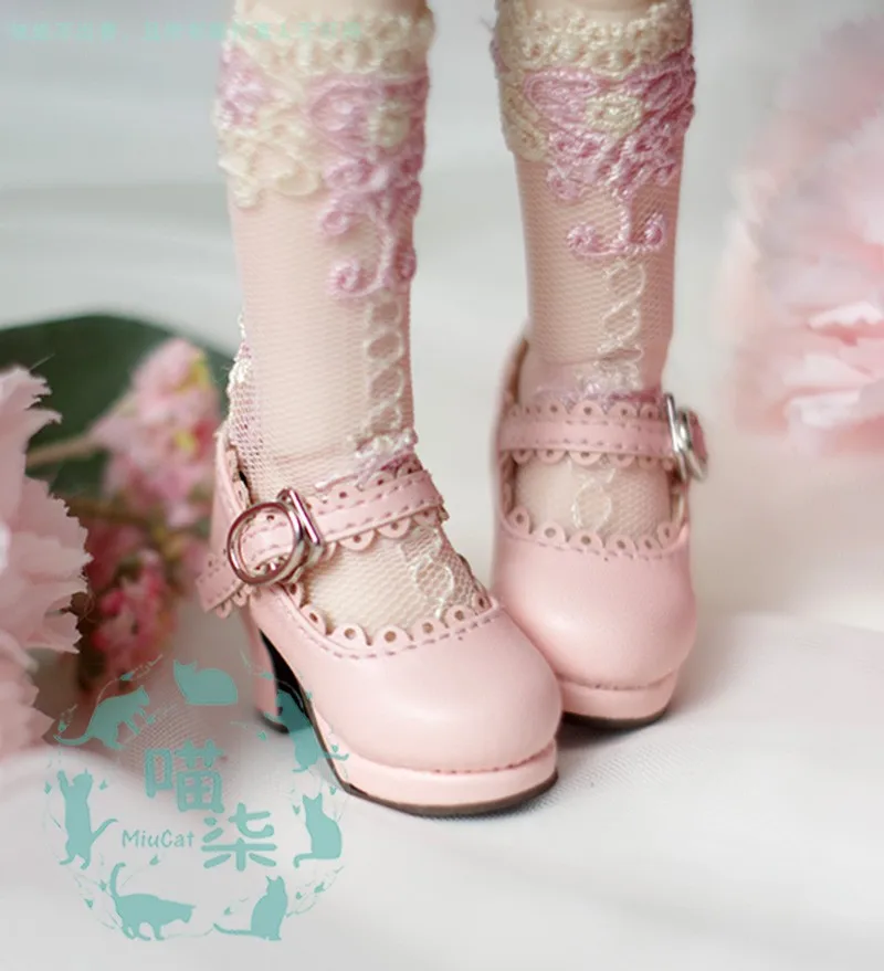 

BJD Shoes BJD Wearing Lace High Heels Mary Jane Leather Shoes With Flat Feet For 1/3 1/4 1/6 BJD SD DD MSD MDD YOSD Doll