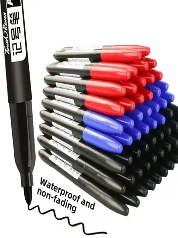 6-20PCs/Set PermanentMarker Pen Fine Point Waterproof Markers Thin Nib Crude Nib Black Blue Red Ink 1.5mm Fine Color Marker Pens