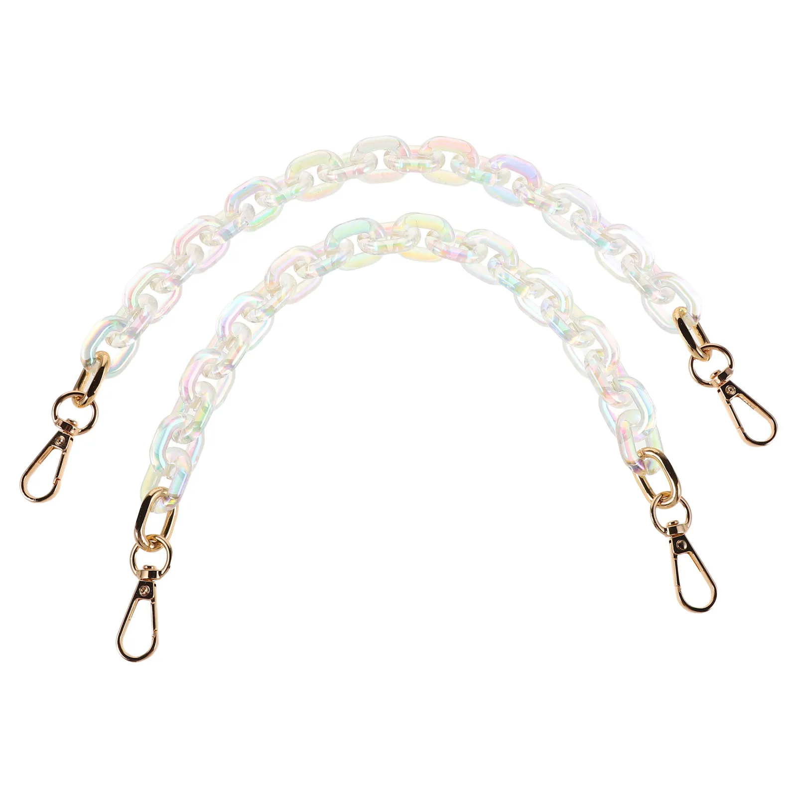 2Pcs Acrylic Purse Chain Strap Iridescent Shimmer Lightweight Strong Bag Chains for Handbags Crossbody Shoulder Pants Phone Case