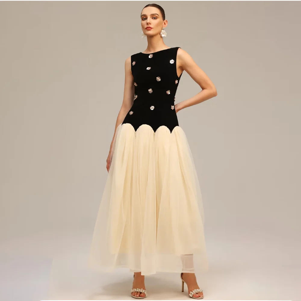 

Women's Formal Evening Gowns Diamond Applique Tulle Evening Dresses Elegant Formal Party Gowns Women's Wedding Party Attire