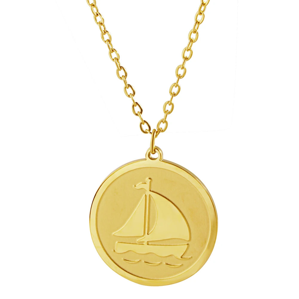 Stainless Steel Vessel Shipping Ship Fashion Silver Color And Gold Plated Pendant Necklace Jewelry Gift For Him With Chain