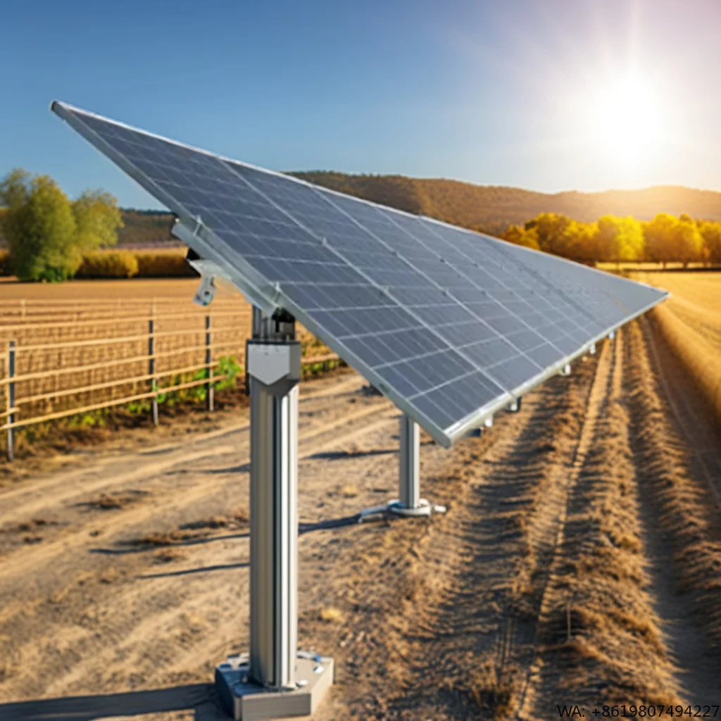 Single Axis Solar Tracking System with Ground Mounting Power Generation Bracket for Solar Panel Installation