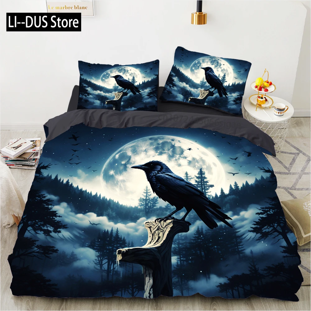 

Crow Colorful Double Queen King Twin Full Size Bedding Set Cartoon Comforter Sets Duvet Cover Set Kids Girls White Bed Linen