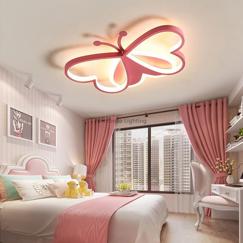 Winfordo LED Lighting Modern Simplicity Children\'s Room Ceiling Lamp Bedroom Study Dimmable Creative Butterfly Moe Lighting