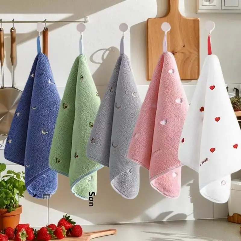 30x30cm Cartoon Small Embroidery Pure Cotton Household Soft Non-linting Bathroom Adult Face Hand Towel