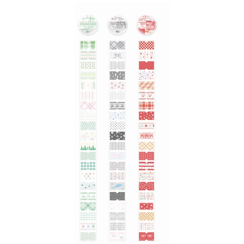 Mr Paper 2Style 3Rolls/bag Glitter Sand Synthetic Label Paper Tape Handbook Material Art Tape DIY Photo Frame Calendar Phone