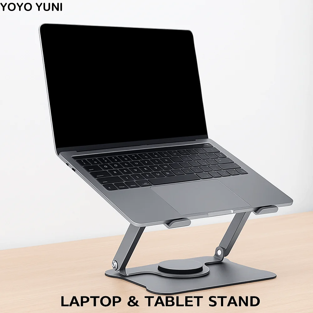 

360 ° Вращающаяся вращающаяся подставка для ноутбука, регулируемый держатель для ноутбука с рассеиванием тепла, противоскользящий металлический металлический кронштейн для ноутбука, офисный