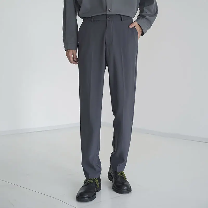 Korean Trend Simplicity Spring Summer New Casual Pants Men\'s Solid Zipper Pockets Fashion Versatile Thin Style Slim Suit Trouser
