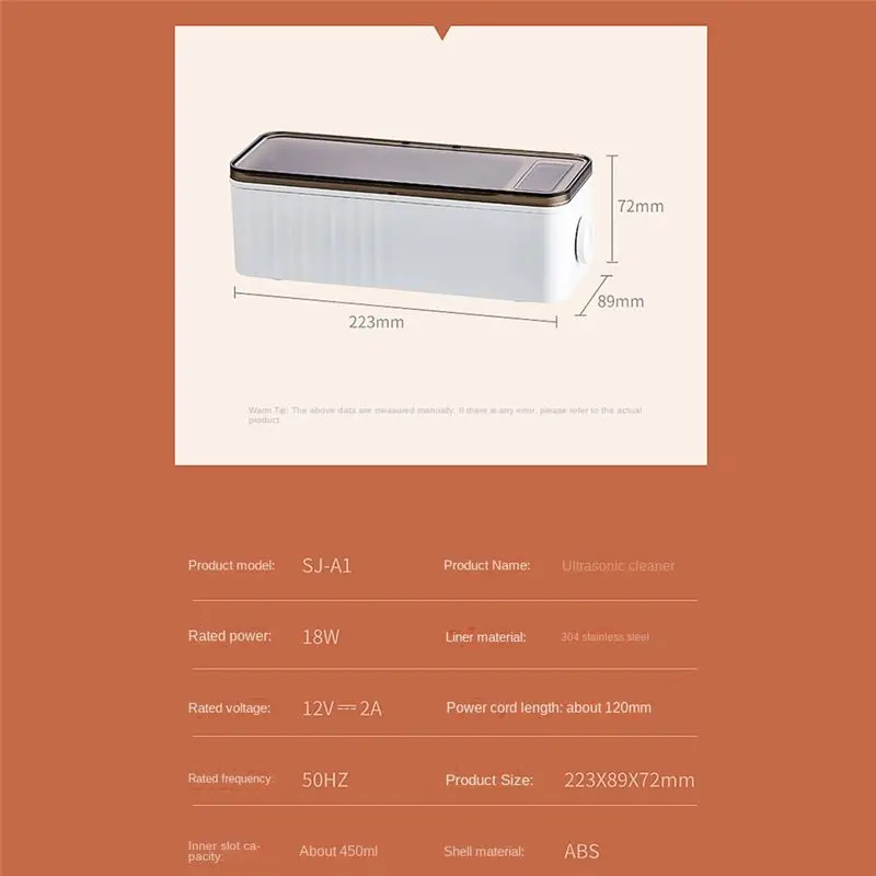 

A78I Mini Portable Ultrasonic Jewelry Cleaner Portable Household Professional Ultrasonic Eyeglasses Cleaning Machine US Plug