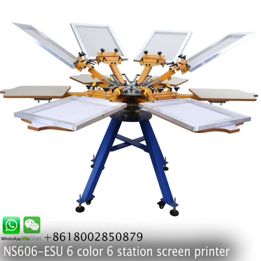 serigraphy 6 color 6 station screen printing machine with kits