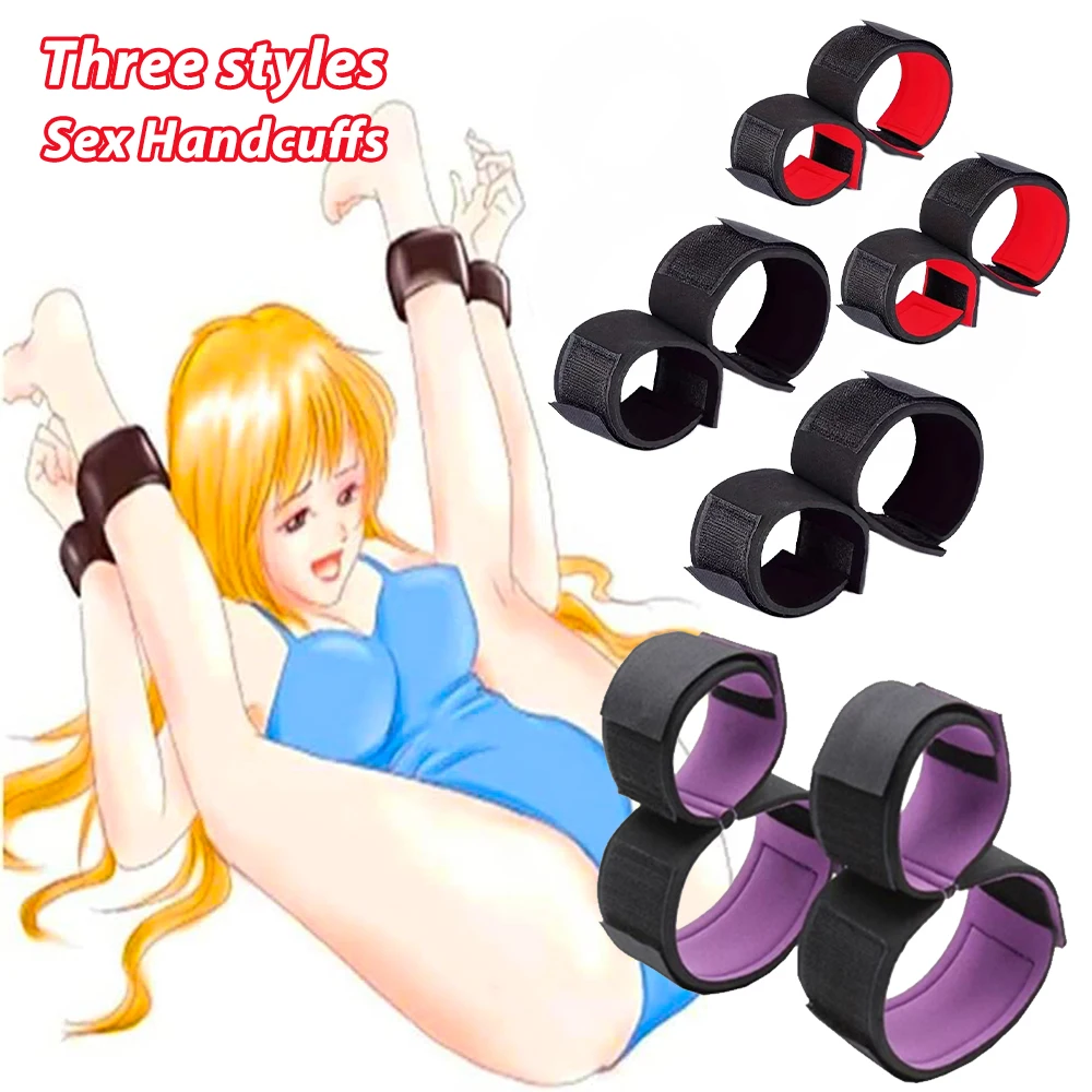 Adult SM Sex Restraint Handcuffs Slave Tools Bdsm​ No Vibrators Sexy Wrist To Ankle Cuffs Open Leg Hand Toys Bondage For Couples