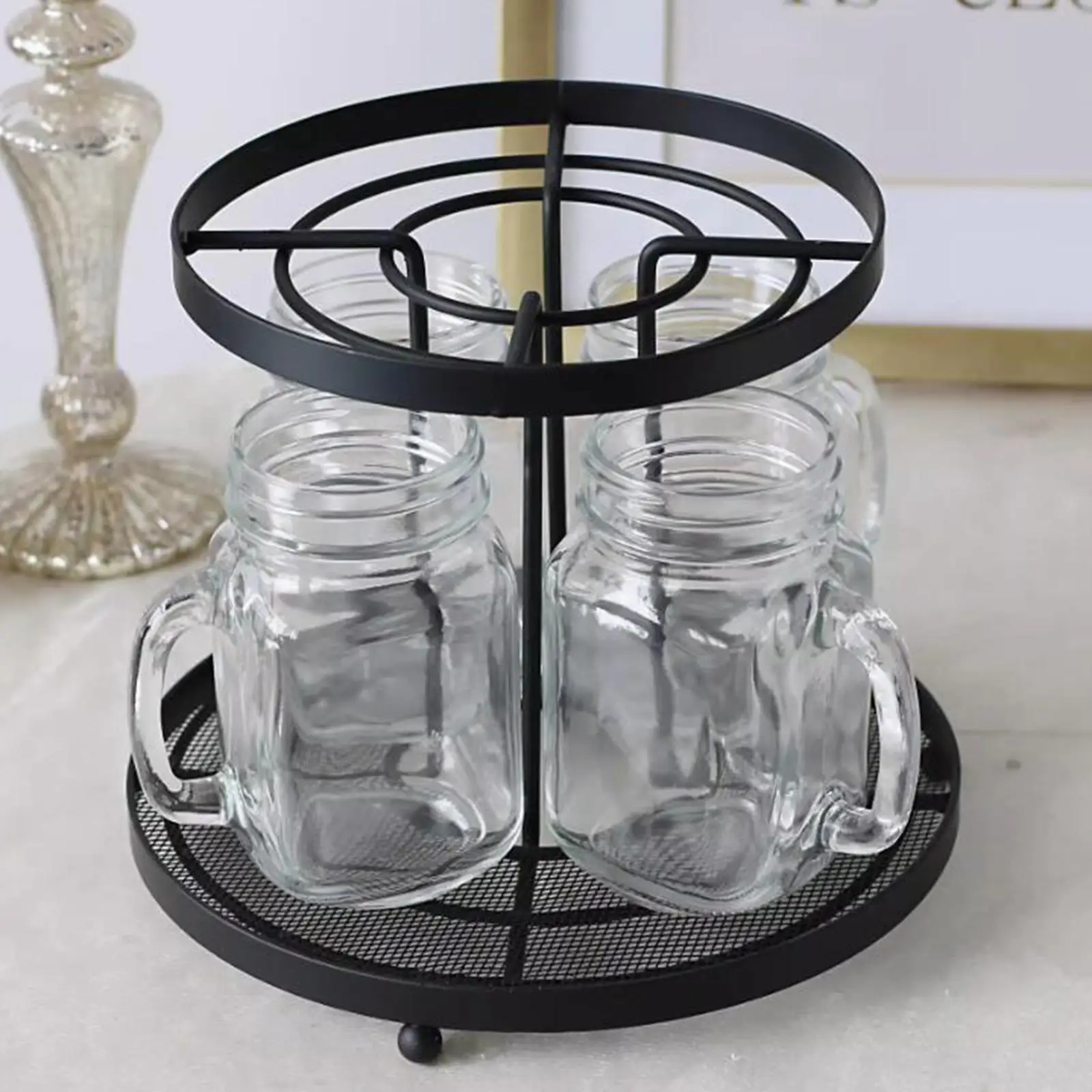 Glass Jar Stand Rack Beverage Glass Jar Holder Countertop Water Jug Holder Lemon Bucket Holder Stand for Home Kitchen Parties