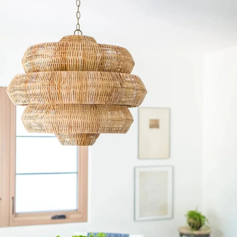 Bohemian chandelier creativity, lonely wind, retro chandelier, hotel, restaurant, B&B, bedroom, rattan lamp