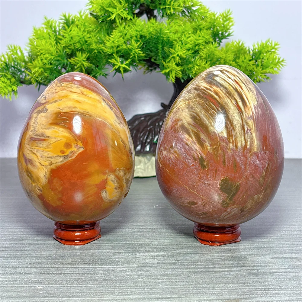 Red Jasper Egg Natural Crystal Lucky Quartz Stone Garden Reiki Gifts Healing Energy Love Home Decoritem Room Decor +Stand