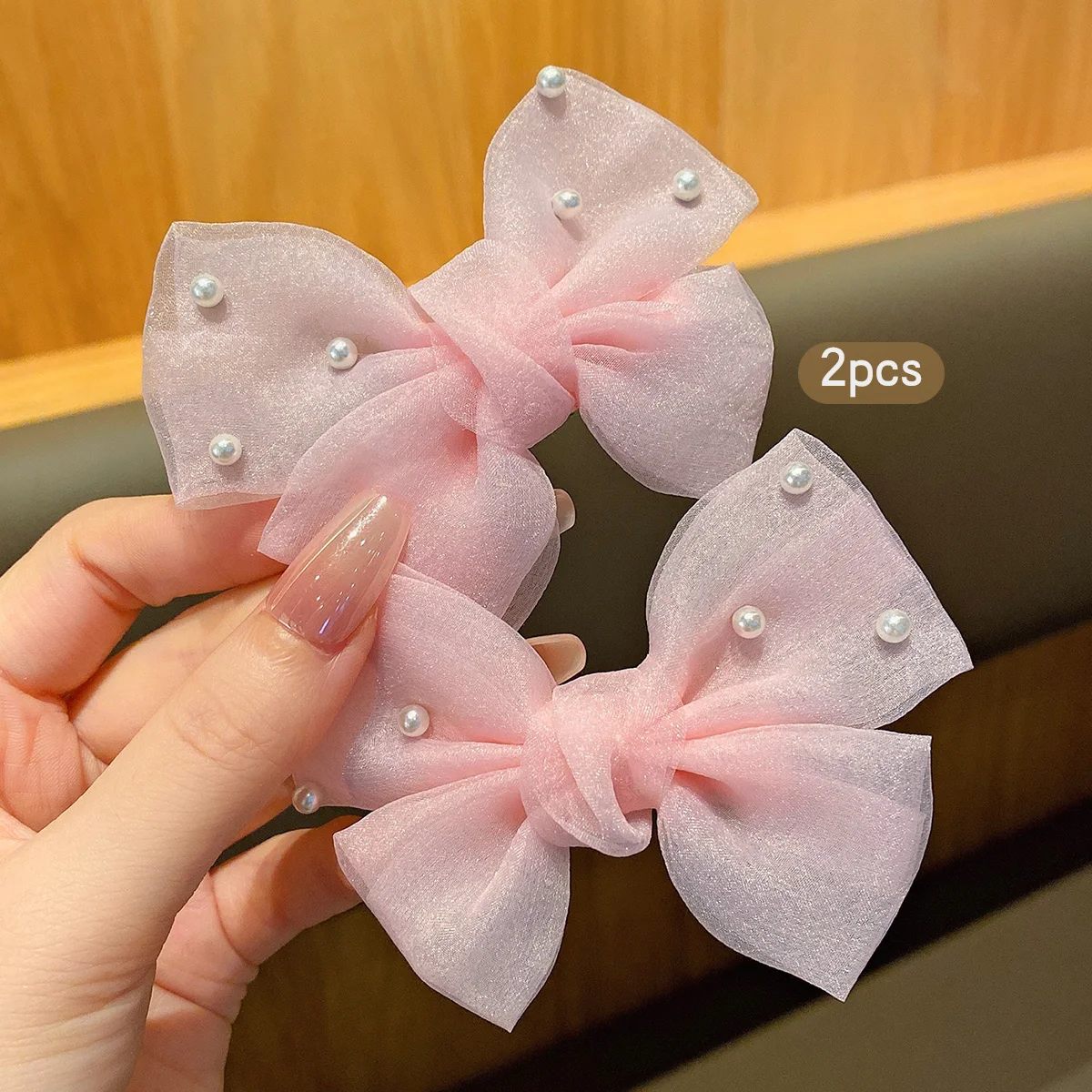 2 rosa Haarspangen mit Schleife, süß und süß, geeignet für den täglichen Gebrauch als Haarschmuck – Detail 5