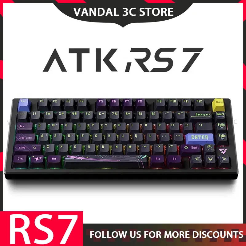 

Vgn Atk Rs7 Magnetic Axis Keyboard Aluminium Alloy Wired Keyboard Customized Hot Swap Gasket Rgb For E-Sports Gamer Gifts