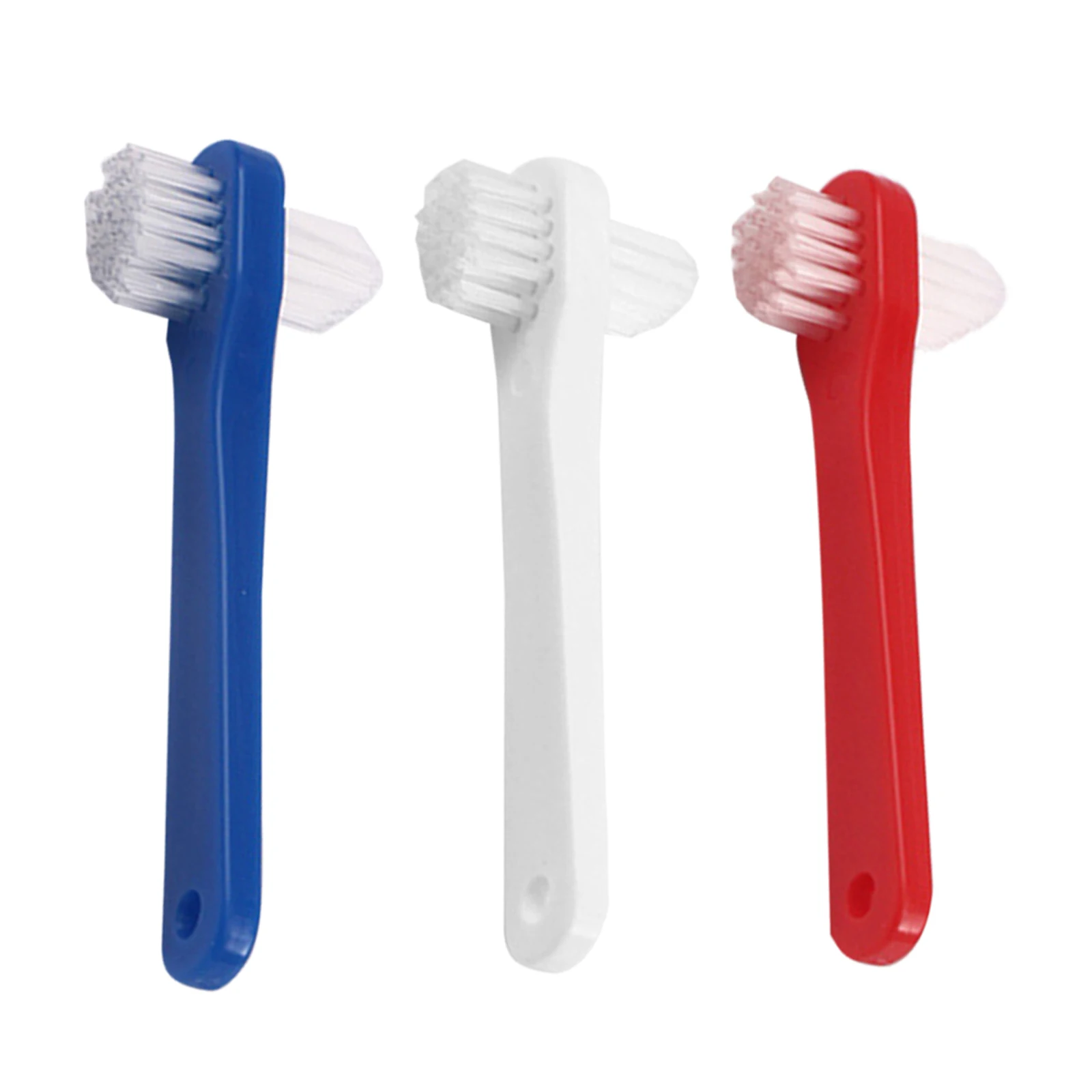 

3pcs Adult Toothbrush Small T-Shaped Handle Medium Bristle Denture Cleaning Tool For Braces Retainer False Teeth Oral Hygiene