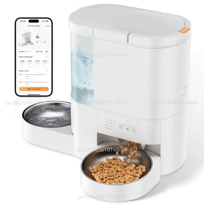 WiFi App Controls 2-in-1 Automatic Pet Feeder and Water Dispenser 4L Food + 3L Water Timed Smart Feeder, Suitable for Cats