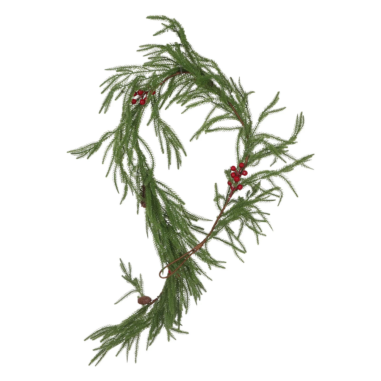 

Artificial Norfolk Pine Christmas Garland Realistic Green Plant Real Touch Holiday Mantle Staircase Table Decor