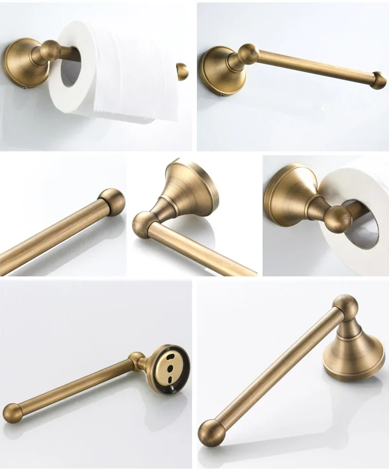 

Bathroom Accessories Antique Brass Wall Mounted Toilet Paper Holder Towel Ring Robe Coat Hook Bathroom Hardware