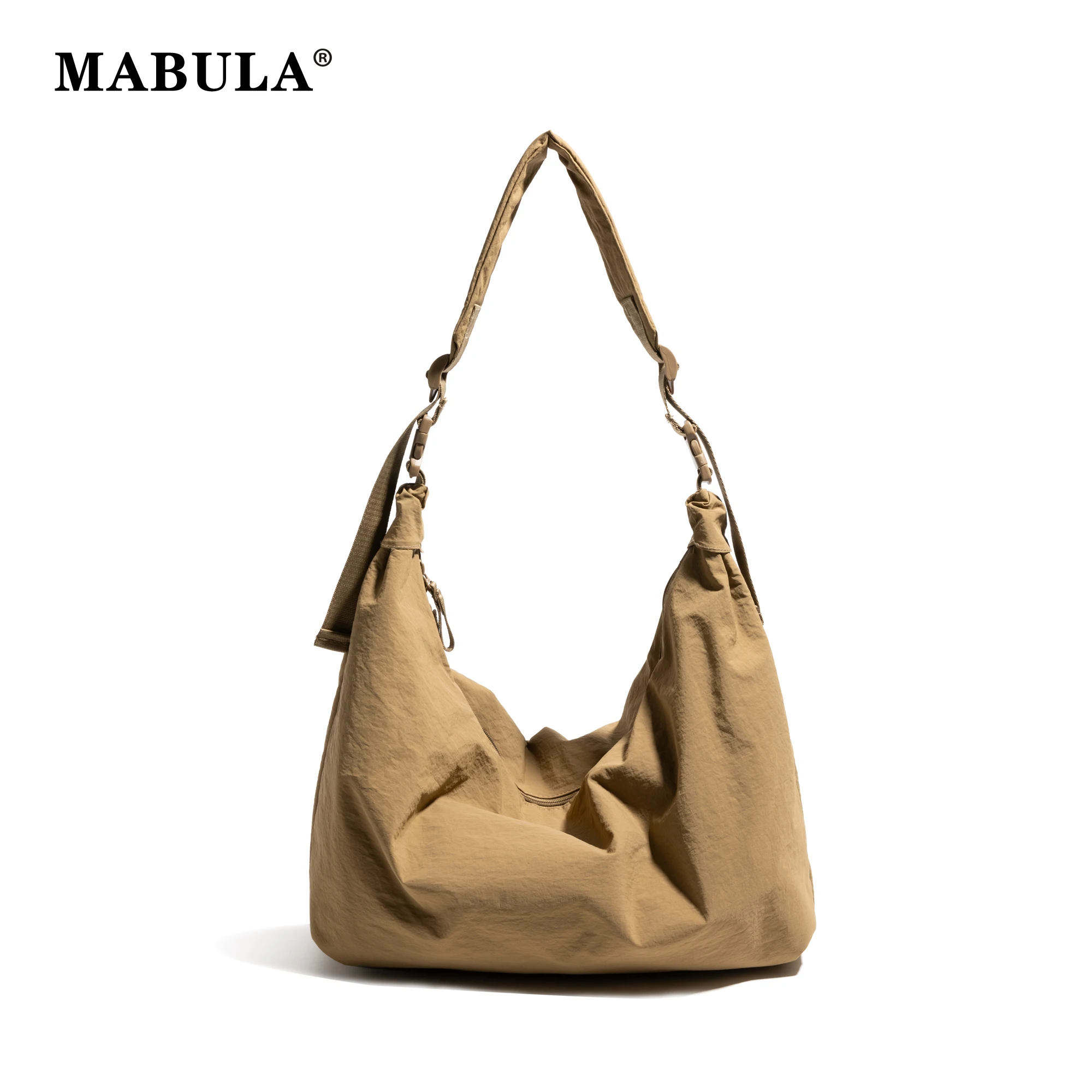 

MABULA Solid Color Underarm Shoulder Pouch Nylon Large Capacity Shopping Bag Simple Casual Women's Work Commuter Crossbody Bag