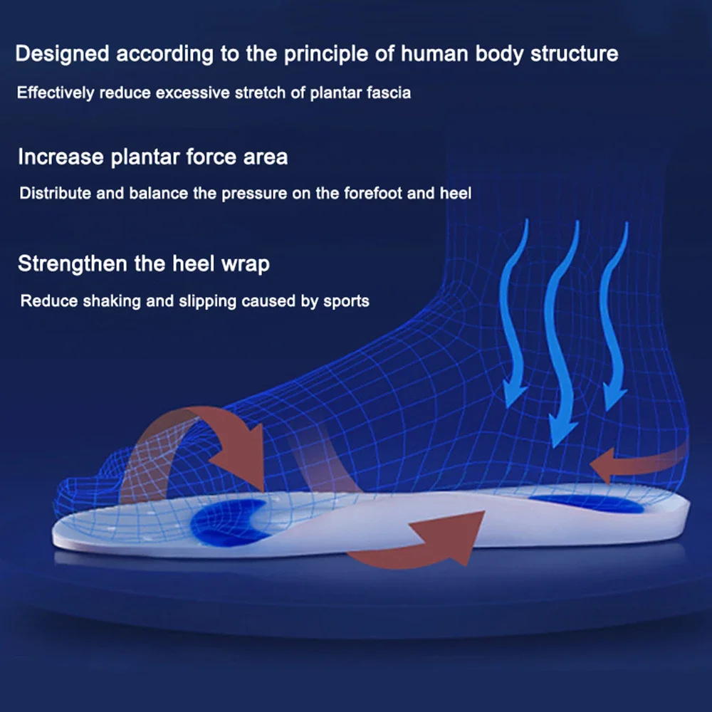 Silicon Orthopedic Insoles for Shoes Plantar Fasciitis Pain Relief Flat Feet Arch Support Gel Insoles Height Increase Templates