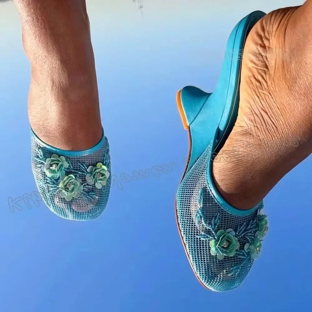 

Beads Strange Heels Flower Slipper Sandals Women Summer Shoes Round Toe Solid Color Slip-On Fashion Elegant Concise Sexy Newest