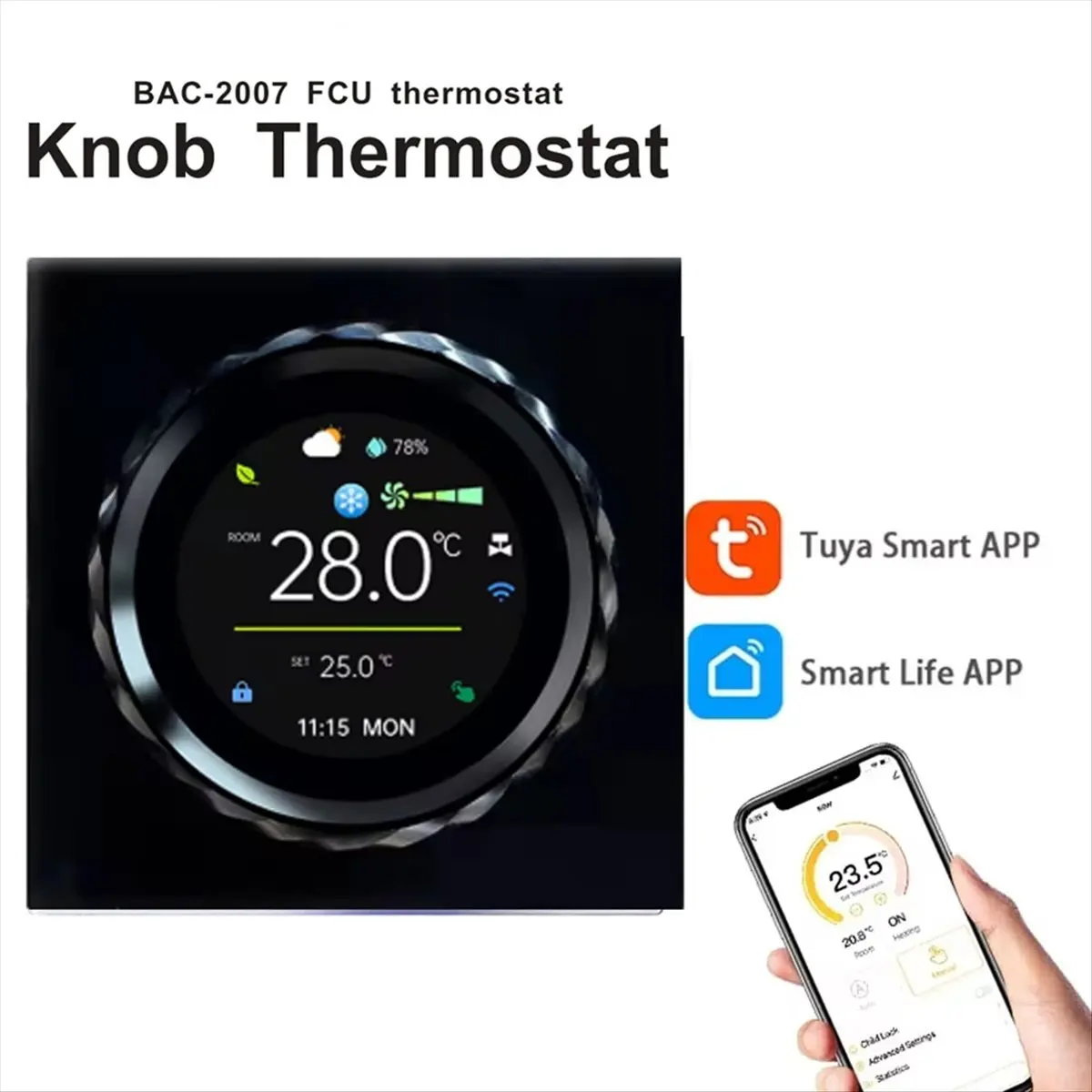 [DTC4]Tuya WiFi Smart Knob Thermostat BAC-2007 Air-Conditioner Temperature Controller for Air Conditioning Heating Cooling B