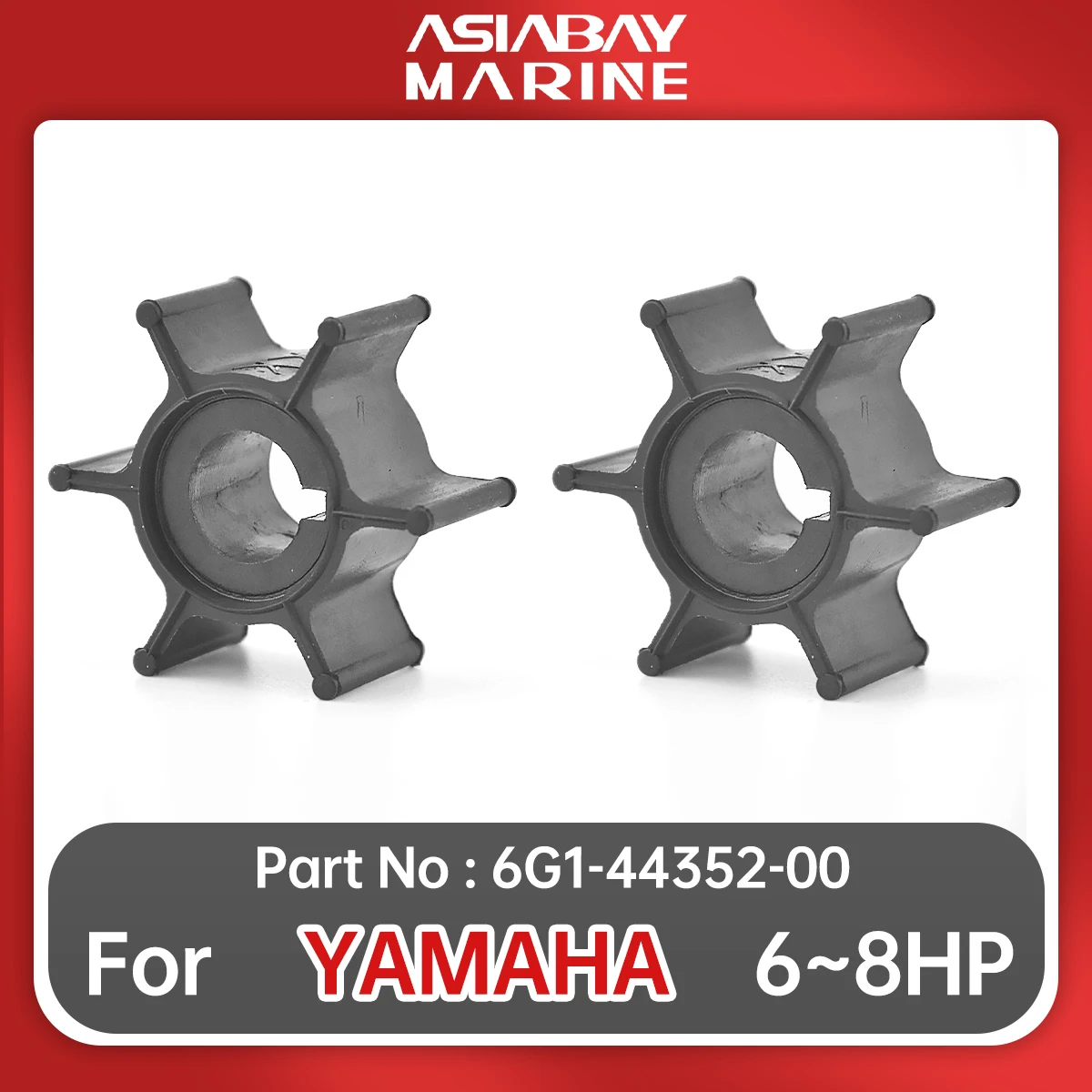 6G1-44352-00 Water Pump Impeller For Yamaha Outboard Engine 6hp 8hp Boat Parts 2-Stroke 6G1-44352-00-00 6G1-44352 Sierra 18-3066