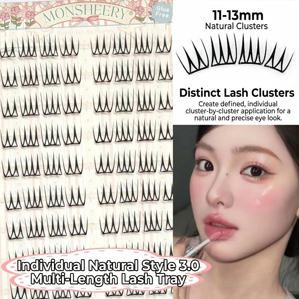 10 Rows Korean Style No Glue Need False Eyelashes Thin Lightweight Natural Look K-pop Girl Group Fake Lashes For Women 10-13mm