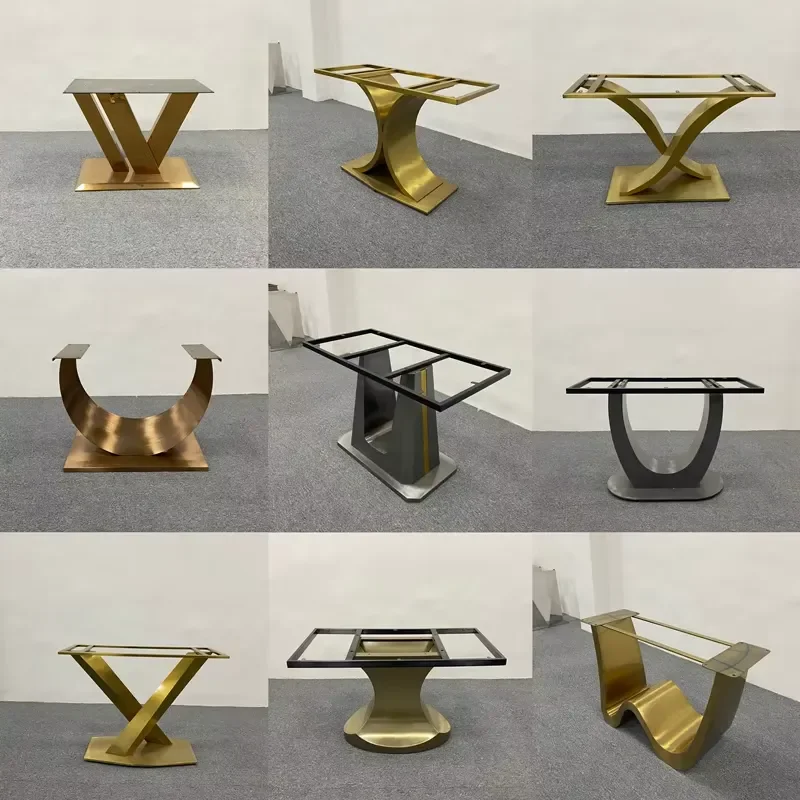 Luxury Marble Table Legs Light Rock Slab Bracket Stainless Steel Base for Rectangular Table Furniture