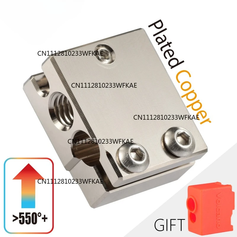 Mellow Top NF-V6 PT100 Volcano Plated Copper Heat Block For Volcano Hotend 3D Printer For DDG Extruder Heated Block