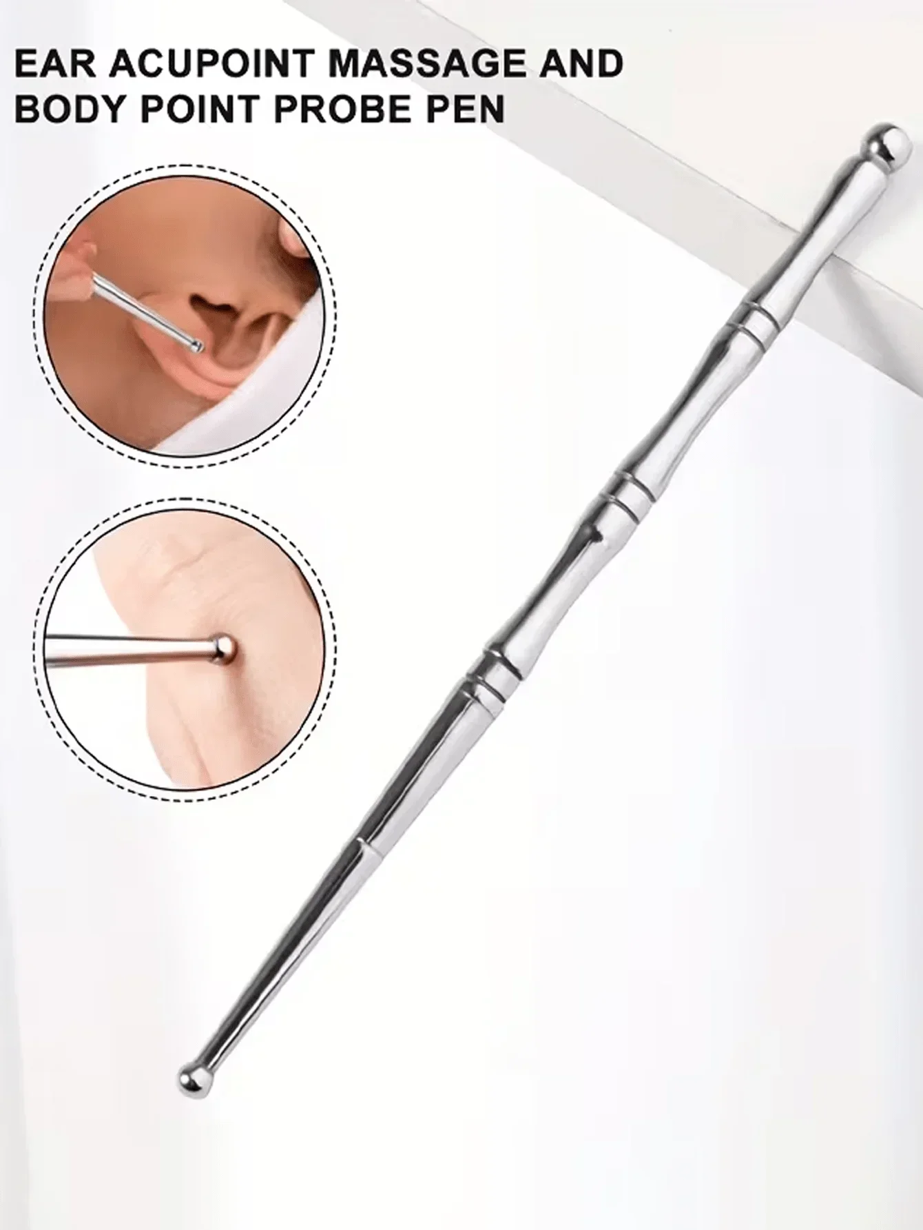 

1pc Stainless Steel Acupressure Massage Pen, For Muscle Tension, Manual Stick, No Plastic Material, Suitable For Eyes, Face, Fee