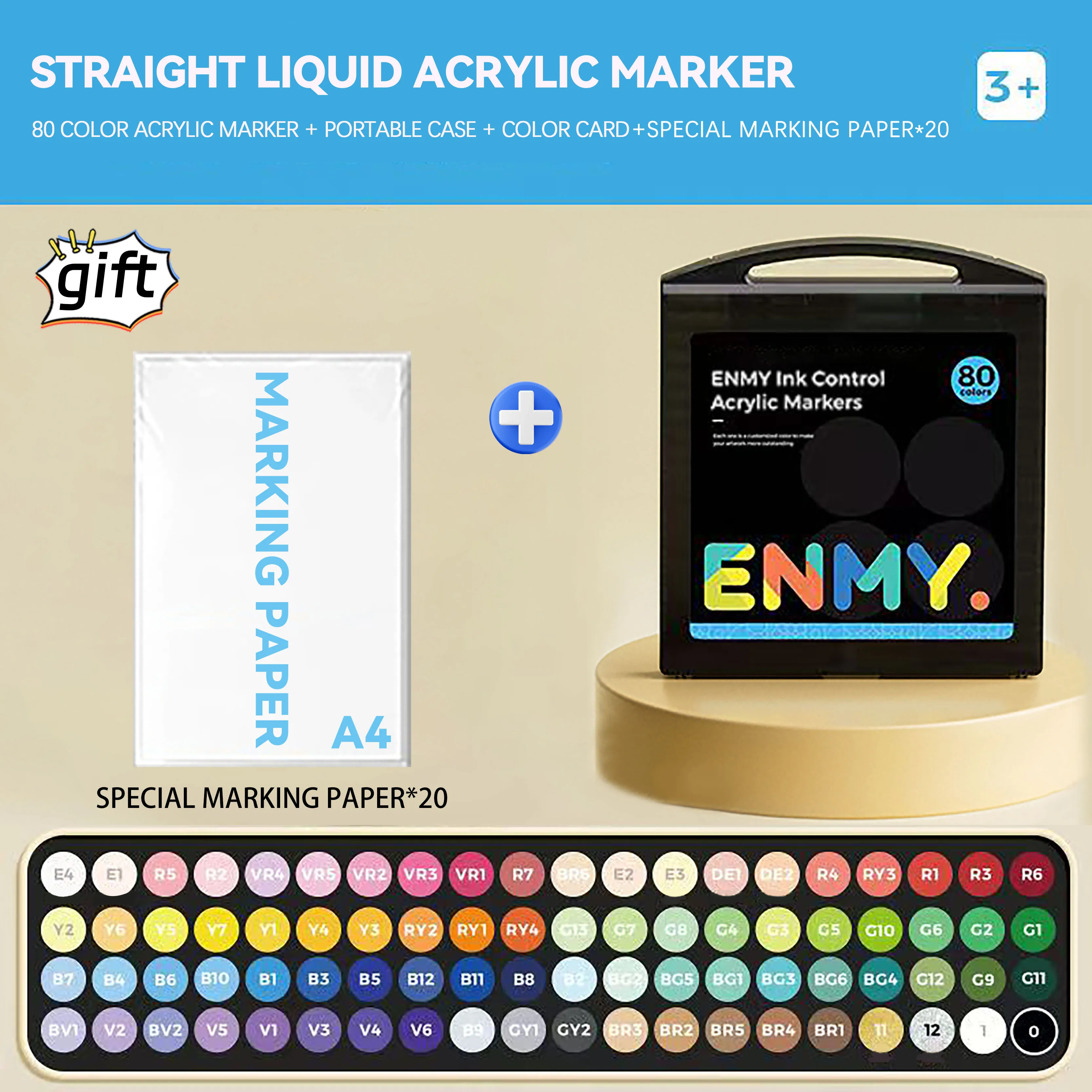 علامات الأكريليك السائلة المباشرة من إنمي مع ورق 24-80 لونًا قلم رسم ملون برأس ناعم قلم طلاء DIY