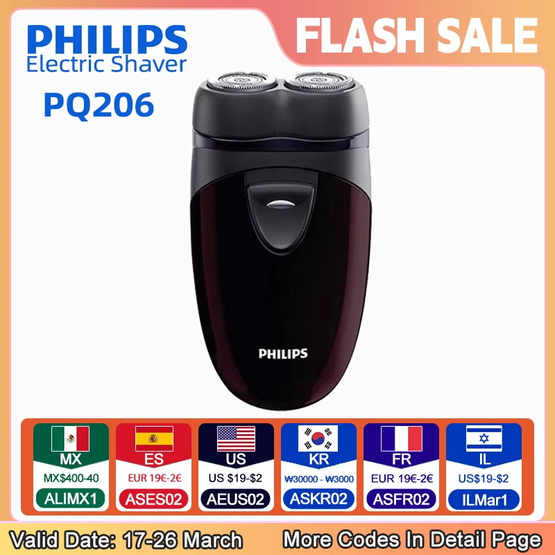 PHILIPS New PQ206 Electric Shaver Fast Dry Shaving Double Blade Floating Head Beard Trimmer Men's Shaver Electric Razors Machine