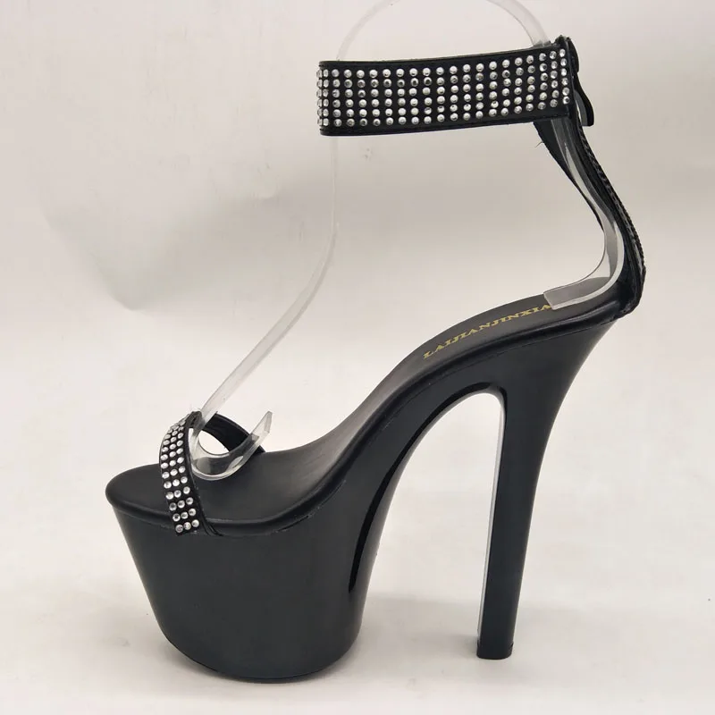 Gothic Sandals 17cm Buckle Stripper High Heels Shoes Women Crossdresser Exotic pole dance Gladiator 7 Inch Sexy Fetish