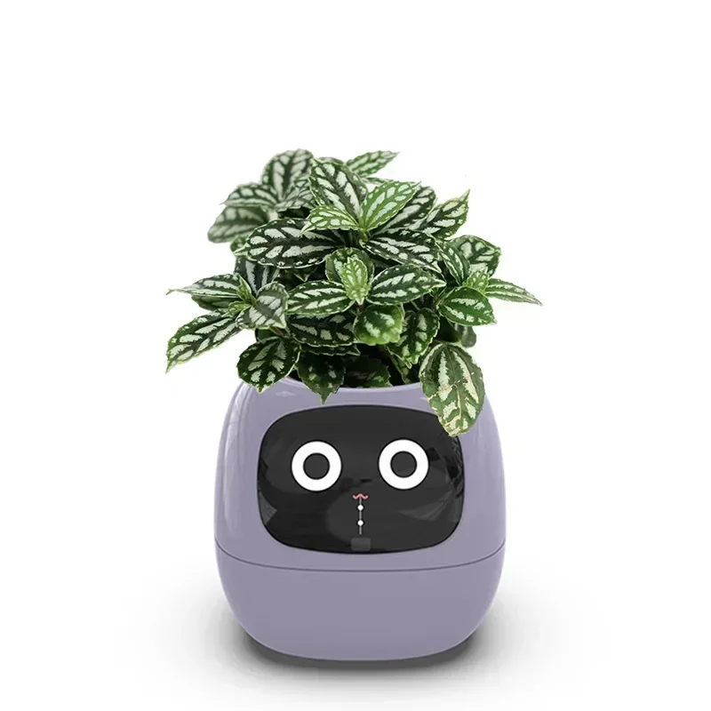 New intelligent lazy person automatic water absorbing flower pot plastic resin circular USB rechargeable indoor plant small