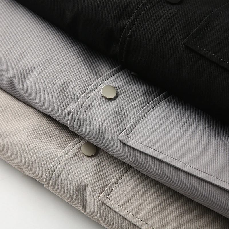 

Casual Men's Jaet Coat Turn-down Collar Spring Autumn Top Layered Clothing Stand Fit Long Sve Pure Color Single Button