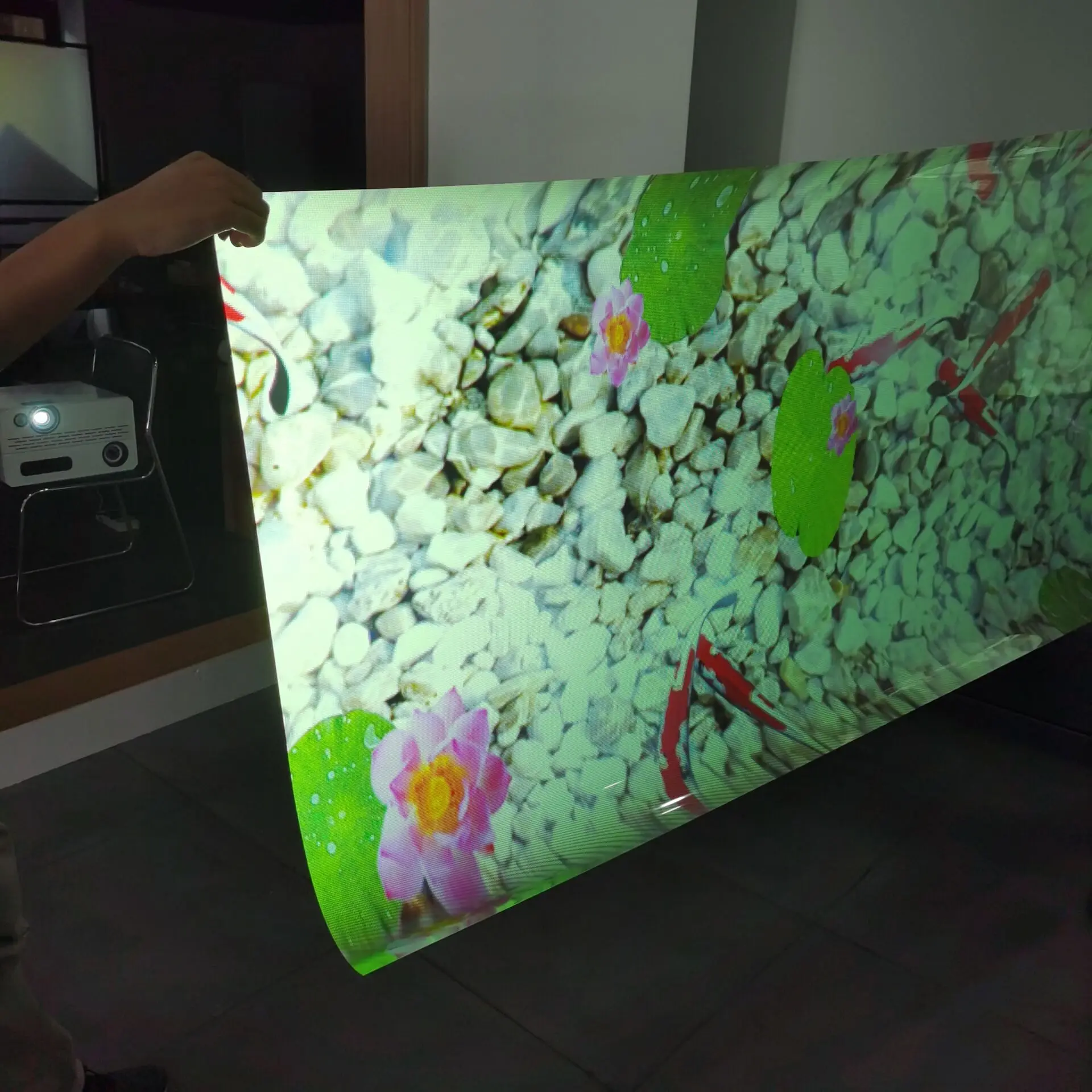 3D Holographic Dark Gray Rear Projection Screen Film for Advertising Glass Window Show Different Size