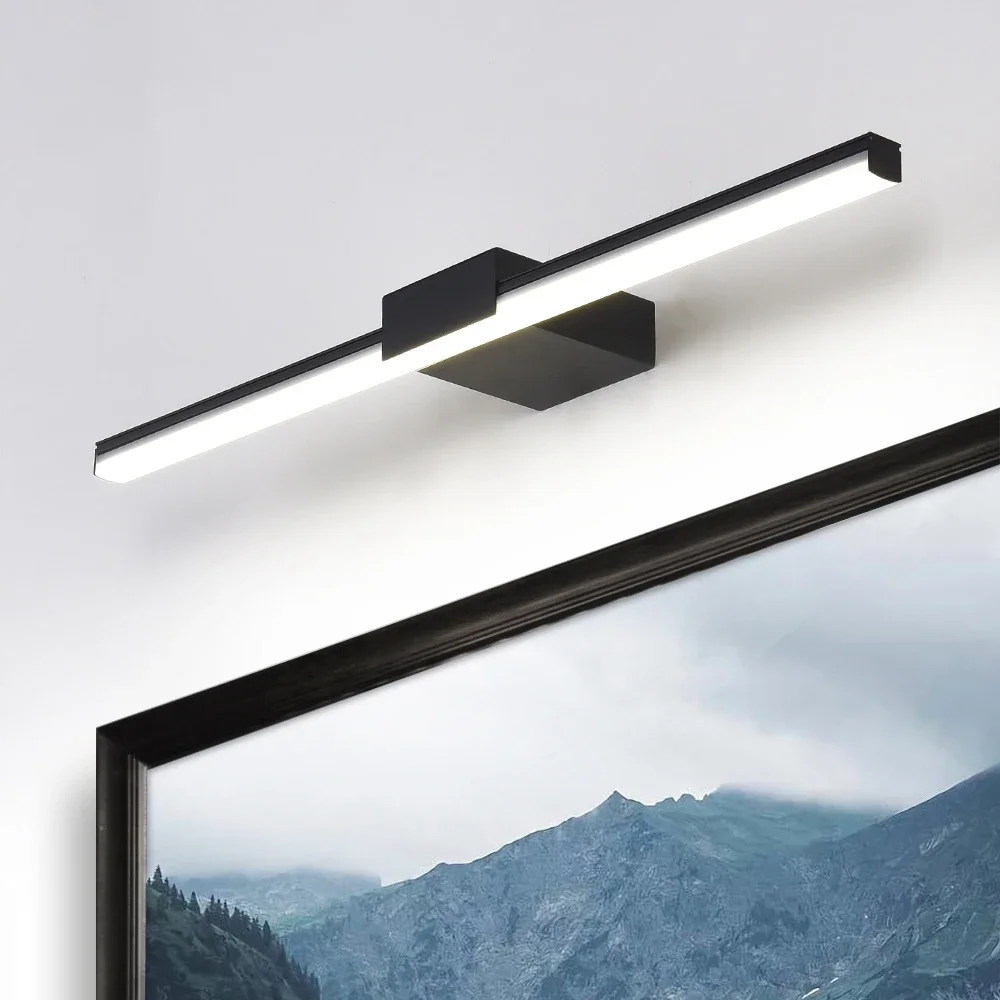TechHPModern Style Led Wall Lamp Bathroom Vanity Mirror Make Up Wall Light Fixtures Black White Lighting Indoor Modern Wall Scon