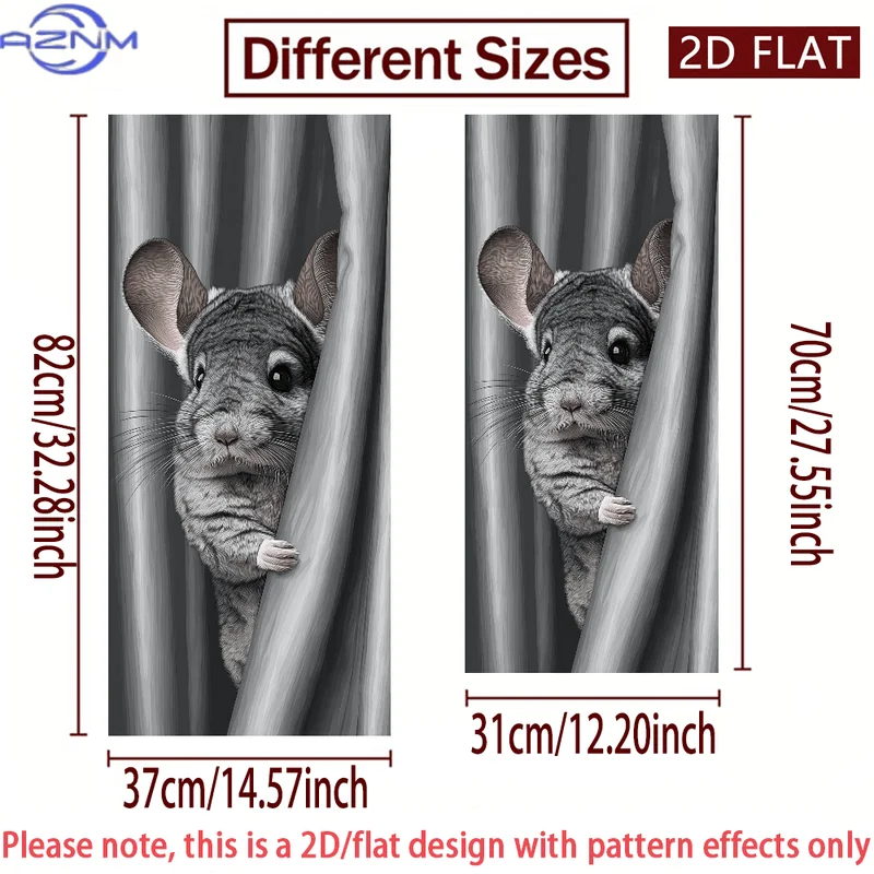 2D/FLAT-Chinchilla Peeking Through Curtain Pattern Trash Can Sticker Wall Sticker PVC Self - Adhesive Waterproof Decorative St