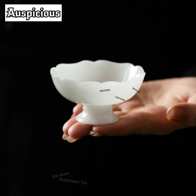 ZAEYORIA 50ml  Ice Crystal Jade Ore Mud Lotus Teacup Traditional Tea Bowl Cute Cup Tea-tasting Smelling Cup Chazhan Master Cups