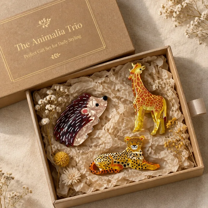 Animal Hair Claw Clip Cute Giraffe Hedgehog Leopard Jaw Clips Non Slip Large Hair Grab Barrettes Women Fashion Hair Accessories